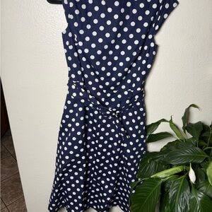 Navy Polka Dot Midi Dress